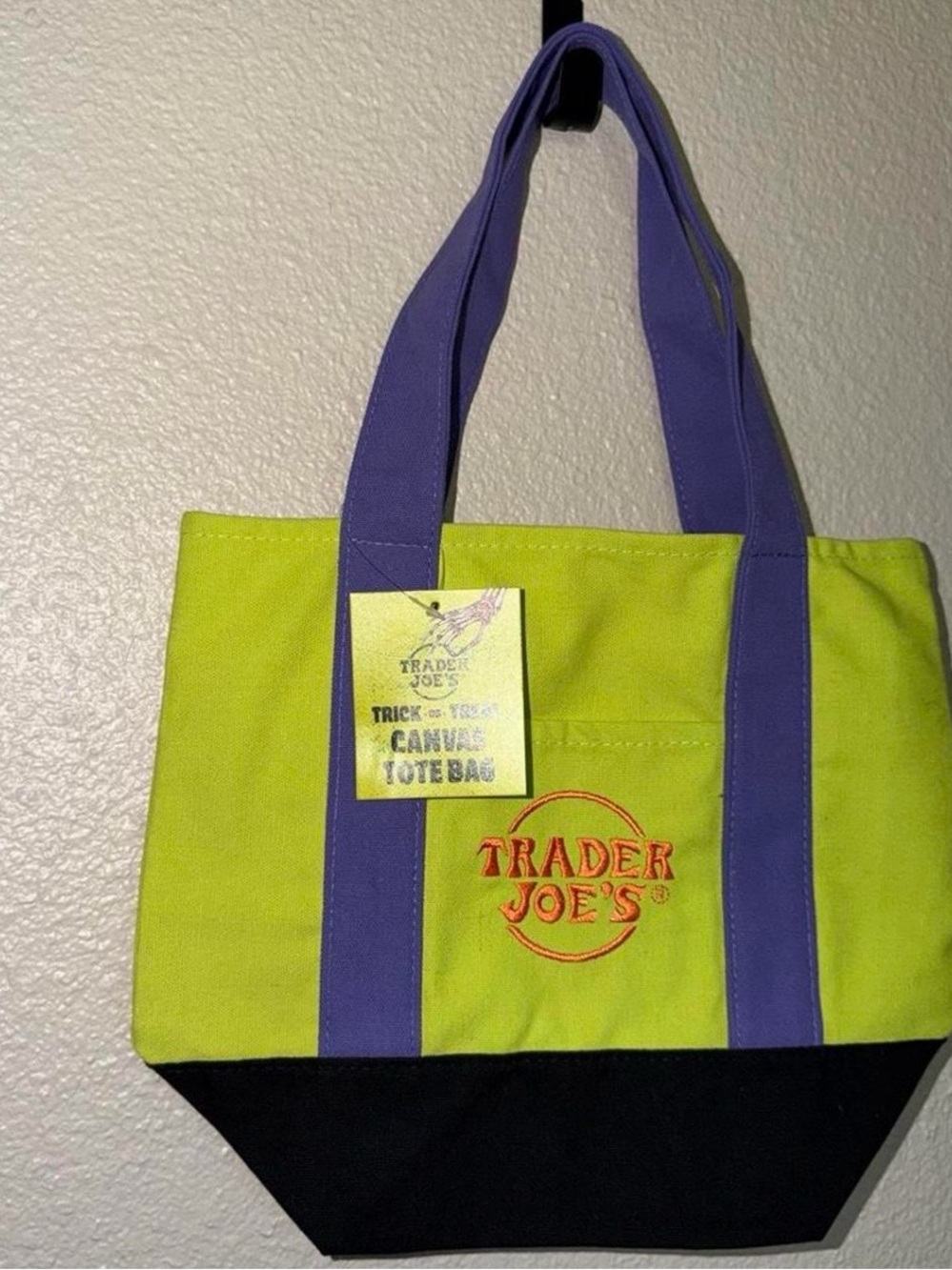 Lime Green & Purple Canvas Tote Bag